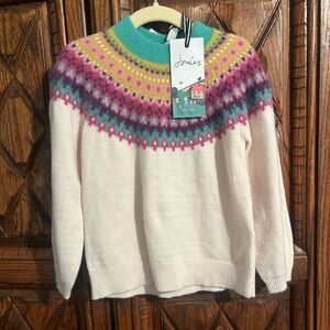 Joules kids Fair Isle Sweater in Cream and Pink